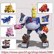 5 in 1 Set Robot cartoon Larva fun figures toys transformation mecha Voltron Car Children Birthday G
