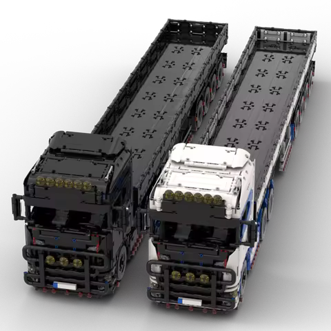 New spot 1:16 MOC-770S heavy engineering container DIY building blocks assembly model flatbed traile