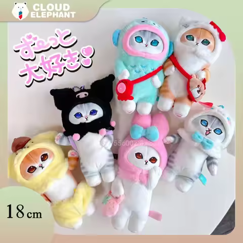 Sanrio Plush Mofusand Shark Cat Keychain Pendant Kawaii Cartoon Shark Cat Cosplay Hello Kitty Kuromi