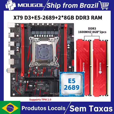 MOUGOL X79 DDR3 Motherboard Set Kit With Intel LGA2011-3 Xeon E5-2689 CPU+DDR3 2*8GB 1600MHz RAM Mem