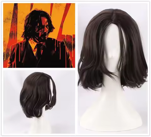 Movie John Wick Wig Cosplay Short Curly Synthetic Hair Men Women's Daily Fashion Halloween Party Cos