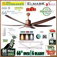 Elmark Ceiling Fan 666B ORB 66” inches DC Motor Remote Control 6 Blades Ceiling Fan With 24W 3 Tone 