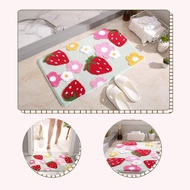 Soft Cozy Strawberry Bathroom Rugs Cute Bath Mat Doormat Non Slip Washable Shaggy Bedroom Runner Rug