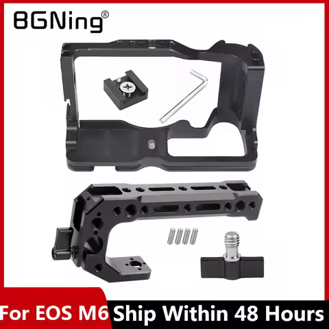 M6 Mark2 Camera Cage Rig Cold Shoe Mount Comfortable Grip w/ Top Handle Grip for Canon EOS M6 Mark I