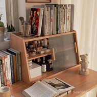 Desktop Writing Desk Bookshelf Storage g2f Trapezoidal Cup Anti-dust Shelf Solid Wood Desktop Cosmet