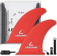 'LEDONNE Fin 9'' Surf & SUP Center Fins 2 Pcs (USD 8.99/1 Pcs) with 1 Extra Pin No-Tool Installation