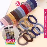 《 𝗖𝗢𝗟𝗢𝗥 𝗣𝗢𝗣 》20pcs 4cm Colorful Elasticity Hair Ties Ponytail Rubber Band Bow Tie Accessories 发圈 NWD