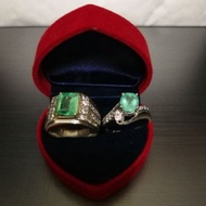 SILVER - Cincin Couple Zamrud Colombia Asli
