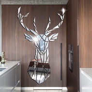 Self-Adhesive Wall Sticker Deer head Stereo Acrylic Mirror Sticker Nordic Style Living Room Study Mirror Self-Adhesive Wall Stickers