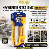 AMERICAN TOOL AMT Extra Long FLAT L-Wrench Set of 9 Pcs8859001 HEX FLAT Key Extra Long Cr-V AMTOOL