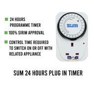 Sum 24 Hours Analog 3 Pin Plug In Timer
