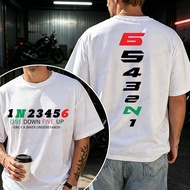 Harajuku Streetwear 1N23456 Motorcycle Gear Shift Motorcyclist Biker Motorbike Men's T Shirt Retro M