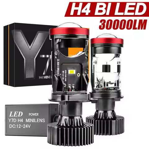Y7D H4 LED Projector Mini Lens Auto H4 LED Headlight Bulbs Kit Conversion High Beam Low Beam 130W Tu