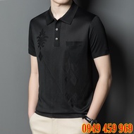 Men's Black Metallic Black Men's Silk Shirt - Montagut Pattern 7 Colors