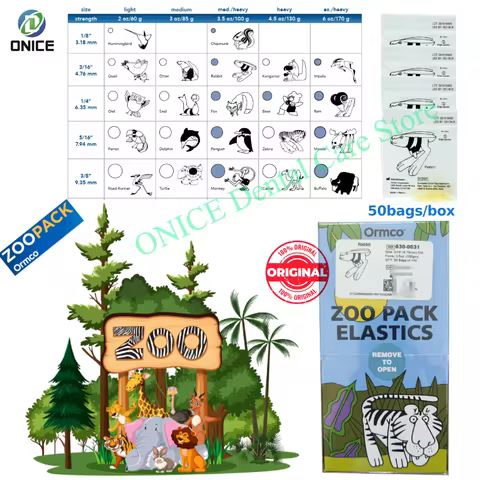 5000pcs/box Dental Ormco Zoo Orthodontic Elastics - Original Ligature Ties & Rubber Bands Assorted A