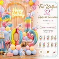 32 INCH 0-9 FOIL BALLOON RAINBOW STAND BALLOON WITH MACAROON BALLOON DECORATION