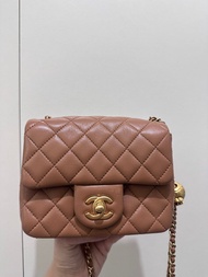 Chanel lambskin quilted mini flap square caramel