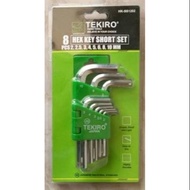 TEKIRO Short L-Wrench Set 8 PCS HK-SS1202 8pcs Flat 2-10mm mm 1202