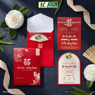[KA-601] Traditional red wedding invitation Long Phung Song Hy, classic style | Print at least 200 c