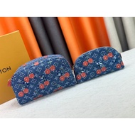 Fashion 直銷 Fashion #28×15×16.5cm#high Quality Denim Cherry 2-piece Set Wash Cosmetic Travel Storage 