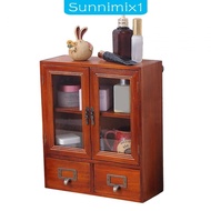 [Sunnimix1] Storage Cabinet Desk Organizer Cupboard Showcase Rustic Key Box Holder Cabinet Shelf Wooden Display Rack for Home Living Room