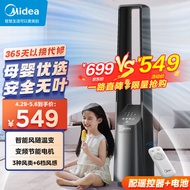 美的（Midea）【风随温变】母婴级变频轻音无叶风扇/智能感温电风扇/家用遥控落地扇/摇头定时塔扇 AMS150G-ZR