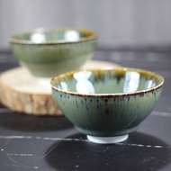 【我愛媽媽】綠瀑 天目釉對杯組 茶碗 鶯歌陶藝名家葉敏祥作品