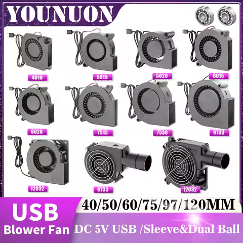 DC 5V USB 40MM 50MM 60MM 75MM 97MM 120MM Cooling Fan Brushless Motor Case Fan Blower Fan Humidifier 