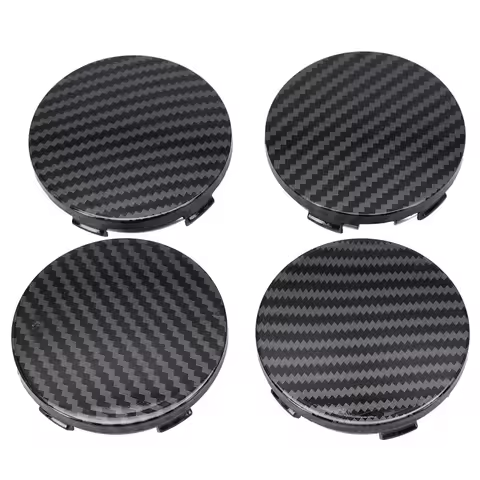Car Accessories Wheel Center Cap Wheel Hub Cap Covers 4pcs 60mm Black Carbon Fiber Pattern Replaceme