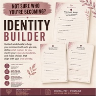 Identity Builder | 8 Guided Printable Worksheets | Self Discovery, Values, Beliefs & Personal Growth