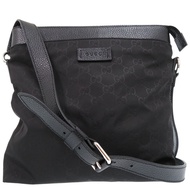Gucci GG 圖案 Guccissima 510342 單肩包，皮革和 Guccissima 尼龍材質，黑色，1162 [二手] GUCCI