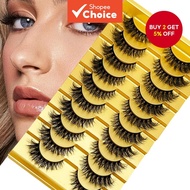 10 Pairs 8D Fluffy Lashes, DH Curl Messy Long Natural Strip, Creates Showstopping Eye Makeup Looks
