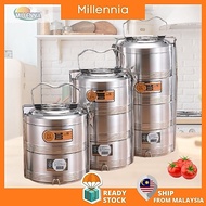 🔥Ready stock🔥 304 Stainless Steel 16 CM Air Tight 2/3/4 Layers Food Container Carrier Lunch Box Mang