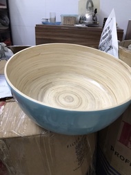 Safe bamboo foot bath basin size 30cm - blue (comfortable to soak 2 feet)