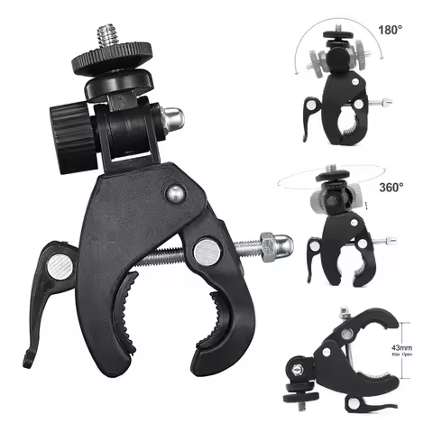 Universal 360 Degree Rotating 1/4 Camera DV Bike Bicycle Handlebar Clamp Bracket Tripod Mount Screw 