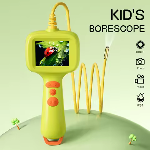 Handheld Kid's Endoscope 2.4'' Screen Tree Hollow Inspection Borescope 8LED Video Waterproof Camera 