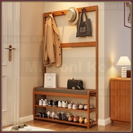 Shoe Changing Bench with Storage, Integrated Coat Rack, Floor-standing Clothes Rack, Long Bench