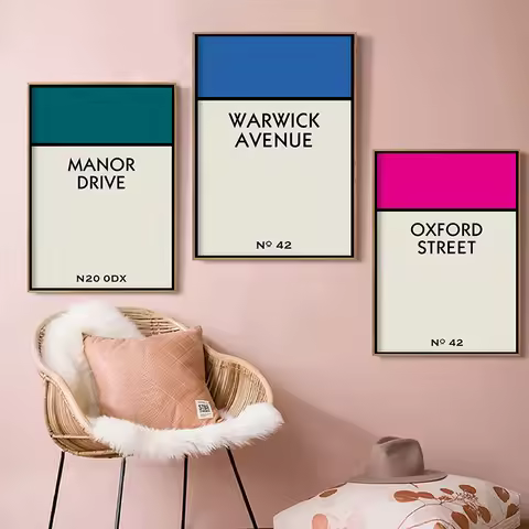Monopoly Custom Street Name Prints New Home Wall Decoration Canvas Painting Personalised Road Name P
