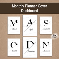 Monthly 2024 Planner Cover Dashboard | Printable Minimalist Set Planner Insert | Digital Download PD