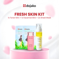 DOJAKO Mini Glowing Toner Flood Package + Mini Face Mist + 2 Pcs Sheet Mask Skincare Hydration for D