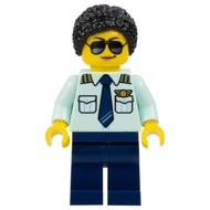 Original Lego City - Passenger Plane Pilot (Female, Light Aqua Uniform Shirt with Tie, Sunglasses) 6