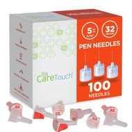 Care Touch Pen Needle 32 Gauge, 0.2"-5mm - Set of 100 Diabetic Fine Needles - Triple Sharpened, Sili