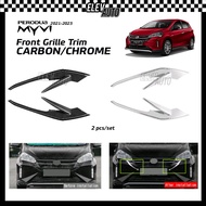 Perodua Myvi Facelift 2022 2023 CARBON CHROME Front Grille Side Trim Cover Bodykit Gear Up GearUp Ac
