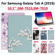 For Samsung Fashion Flowers Tablet Case Tab A 10.1 (2019) SM-T515 T510 High Quality Sweat-proof PU Leather Non-slip Stand Flip Cover Samsung Galaxy Tab A 10.1'' 2019 Case