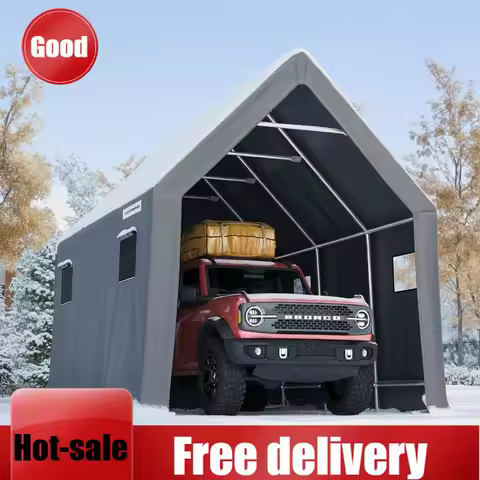 Heavy Duty 10X15FT RV Carport - 10.8FT Ultra High Peak Storage Shed Shelter for Trucks/SUVs with Roo