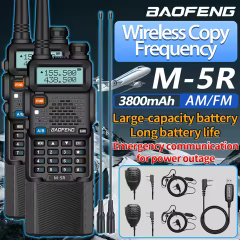 Baofeng M-5R 10W Walkie Talkie 3800mAh Battery Multi Band Wireless Copy Frequency Long Range Commuta