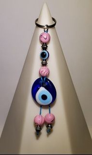 土耳其evil eye粉红珠鎖匙扣牆壁掛飾