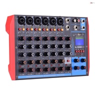 AG-8 Portable 8-Channel Mixing Console Digital Audio Mixer +48V Phantom Power Supports BT/USB/MP3 Connection for Music Recording DJ Network Live Broadcast Karaoke