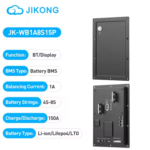 JlKONG External BMS JK-WB1A8S15P 4S 5S 6S 7S 8S 12V 24V Li-ion/Lifepo4/LTO 150A Batteries Active BMS