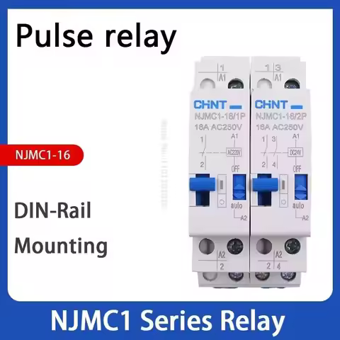 CHINT Impulse Signal Pulse Relay NJMC1 Signal Relay NJMC1-16 1P 2P 3P 4P AC220V DC24V 16A CHNT